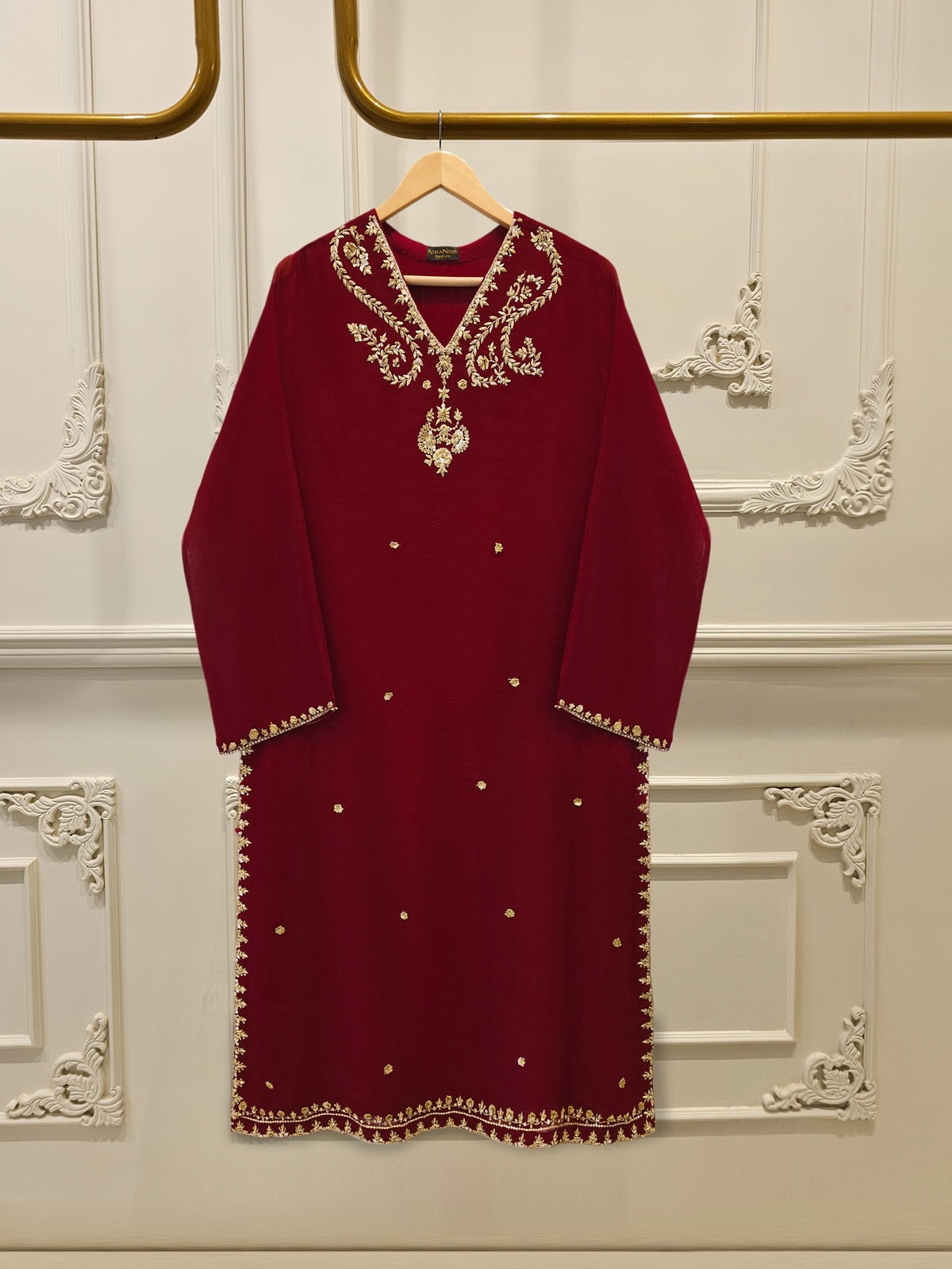 Pure Embroidered Cotton Net Shirt-S113455