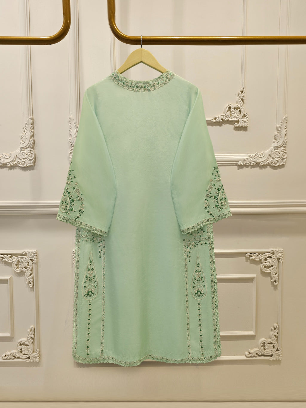 3 Piece- Pure Korean Silk Embroidered Suit S115545