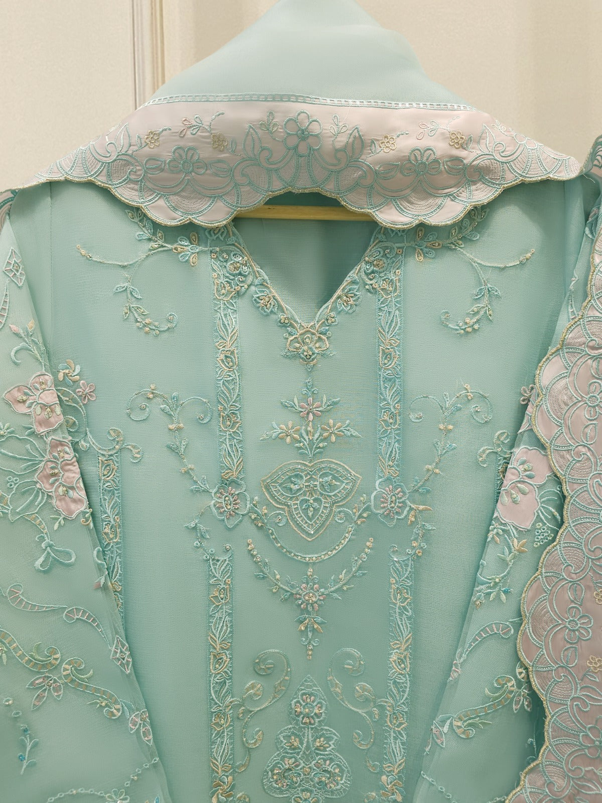 2 Piece - Pure Organza Embroidered Suit S113399