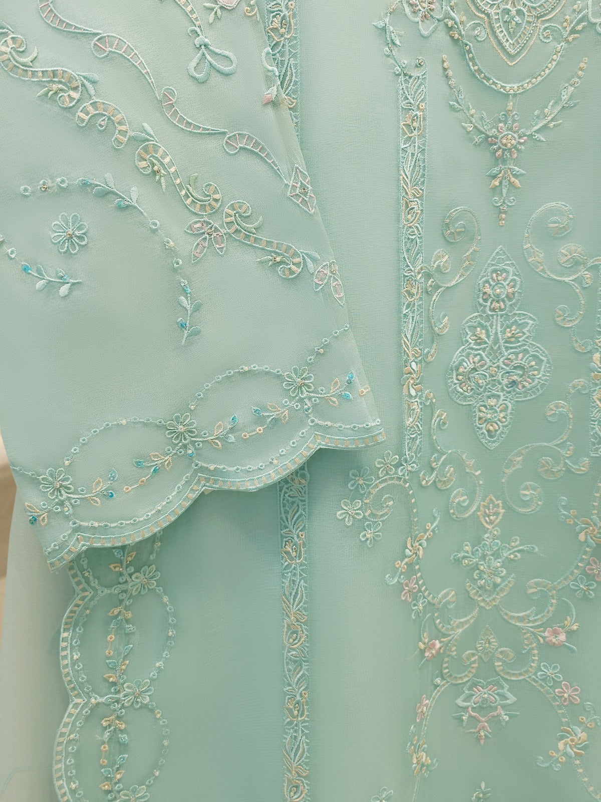 2 Piece - Pure Organza Embroidered Suit S113399
