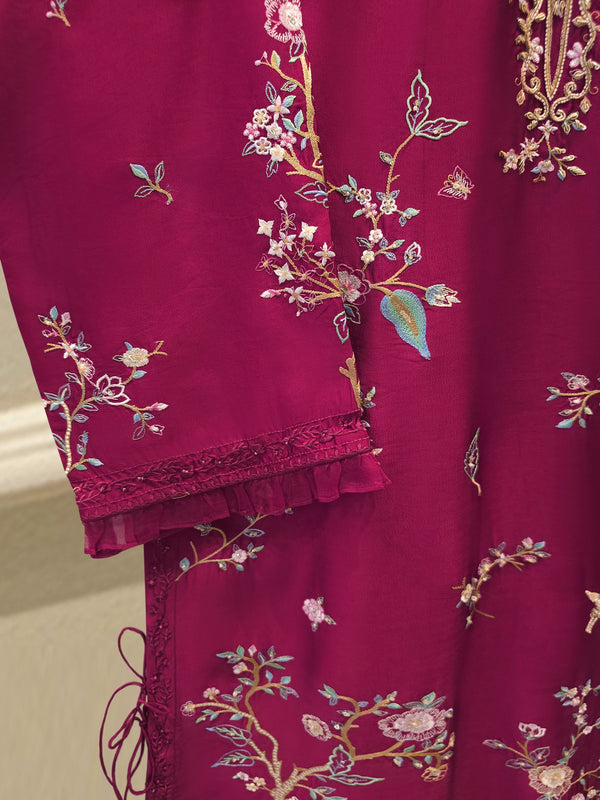 2 Piece- Pure Sheesha Silk Embroidered Suit S115549