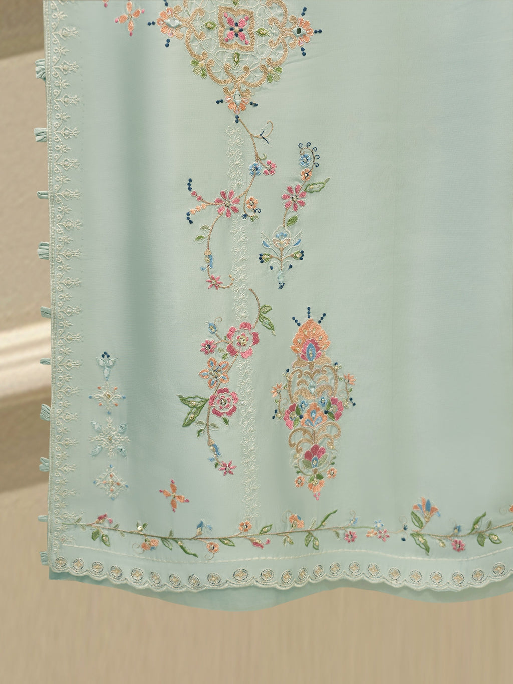 Pure Embroidered Sheesha Silk Shirt S115555