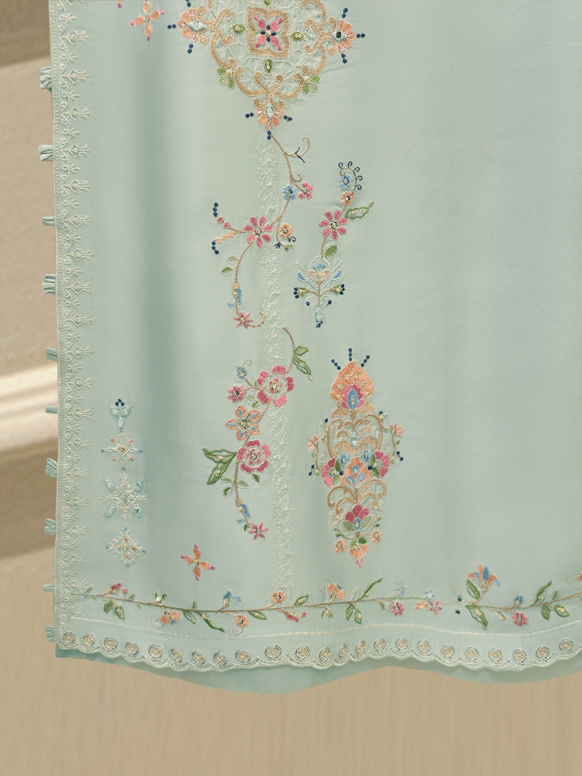 Pure Embroidered Sheesha Silk Shirt S115555