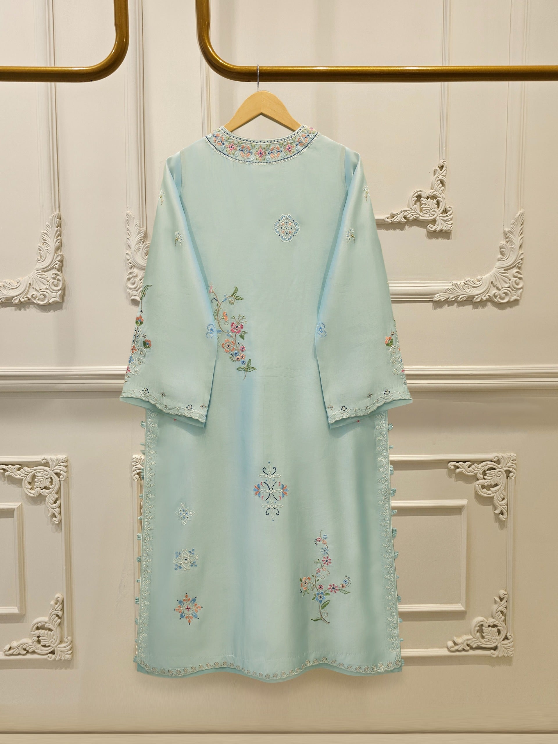 Pure Embroidered Sheesha Silk Shirt S115555 Secondary image