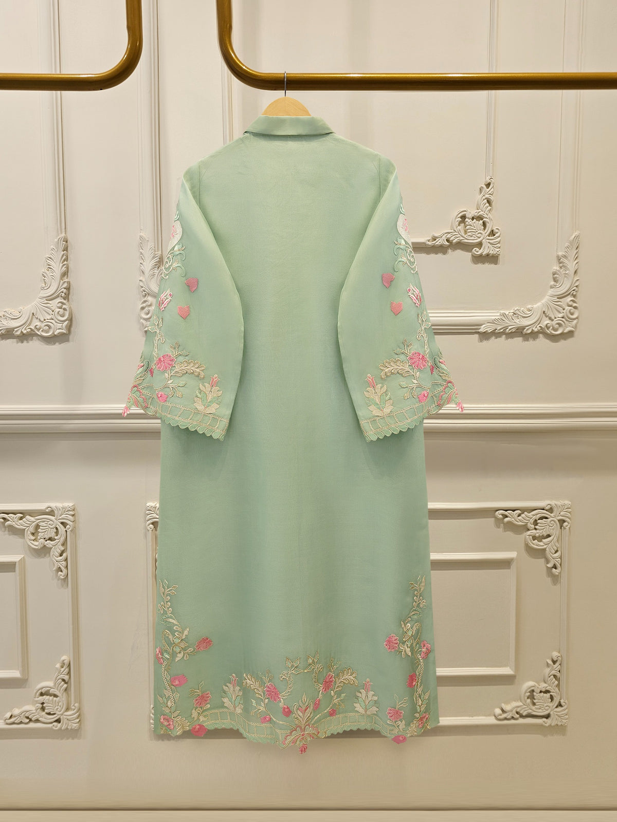 3 Piece - Pure Organza Embroidered Suit S115544