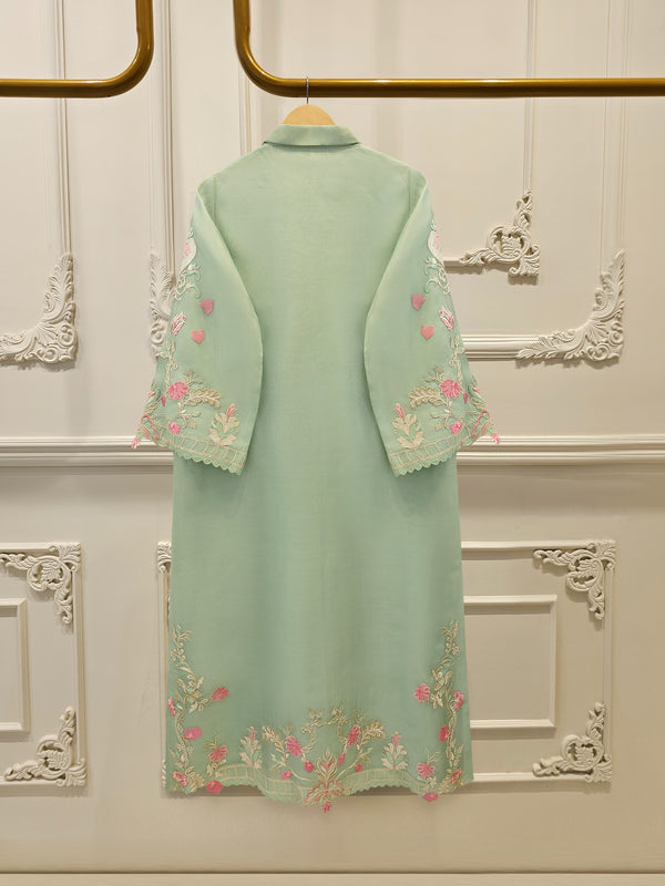 3 Piece - Pure Organza Embroidered Suit S115544