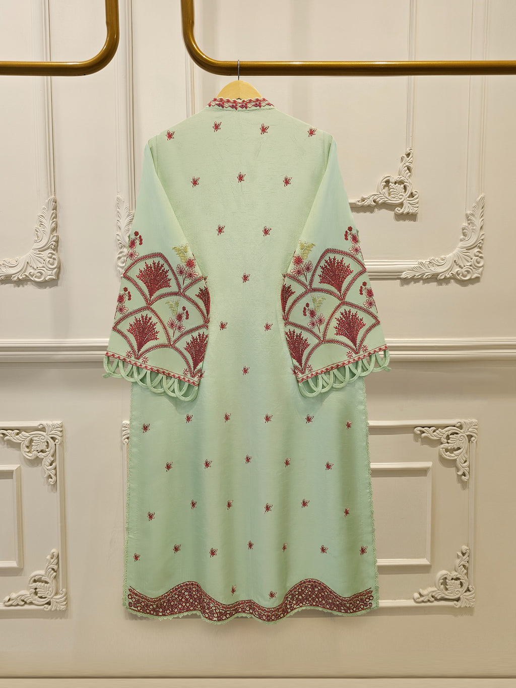 3 Piece- Pure Korean Silk Embroidered Suit S115570
