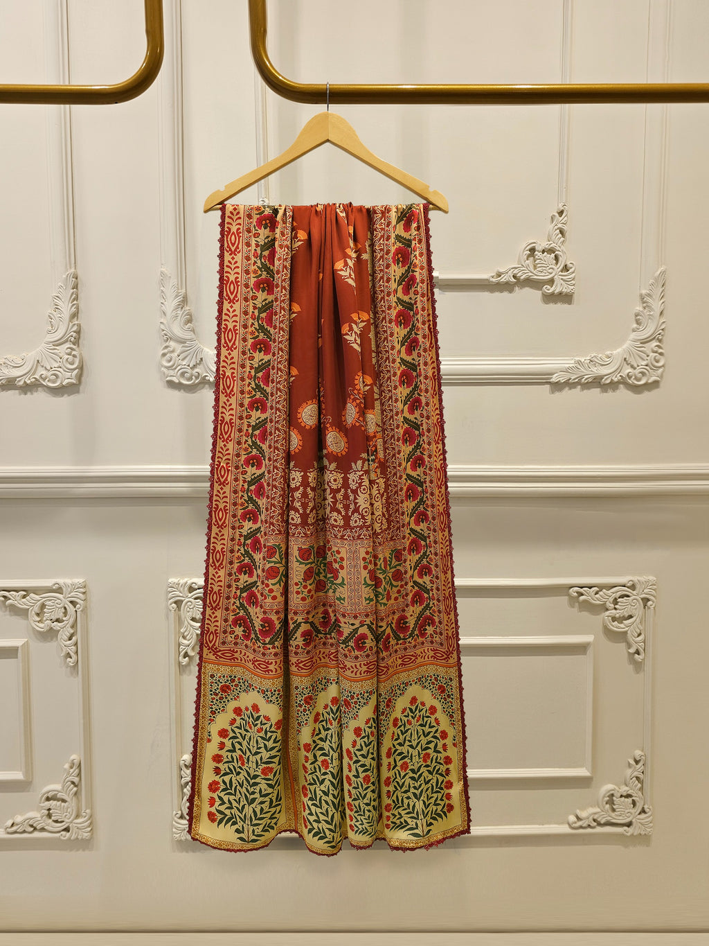 3 Piece- Pure Korean Silk Embroidered Suit S115570
