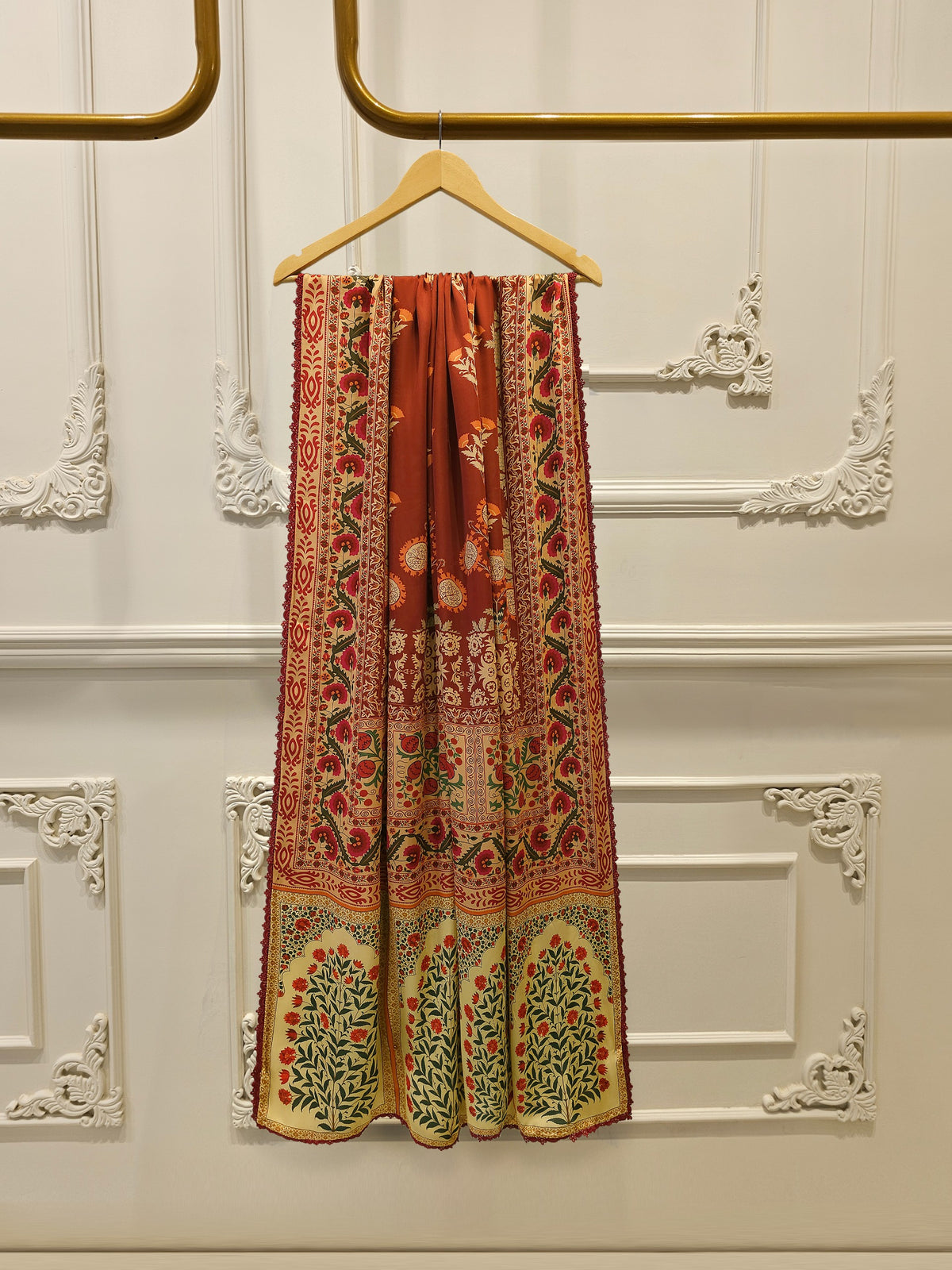 3 Piece- Pure Korean Silk Embroidered Suit S115570