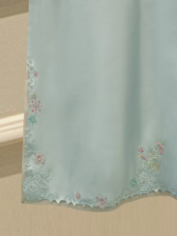 3 Piece- Pure  Sheesha Silk Embroidered Suit S115618