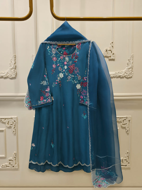 3 Piece - Embroidered Khaddi Silk Suit WS00417