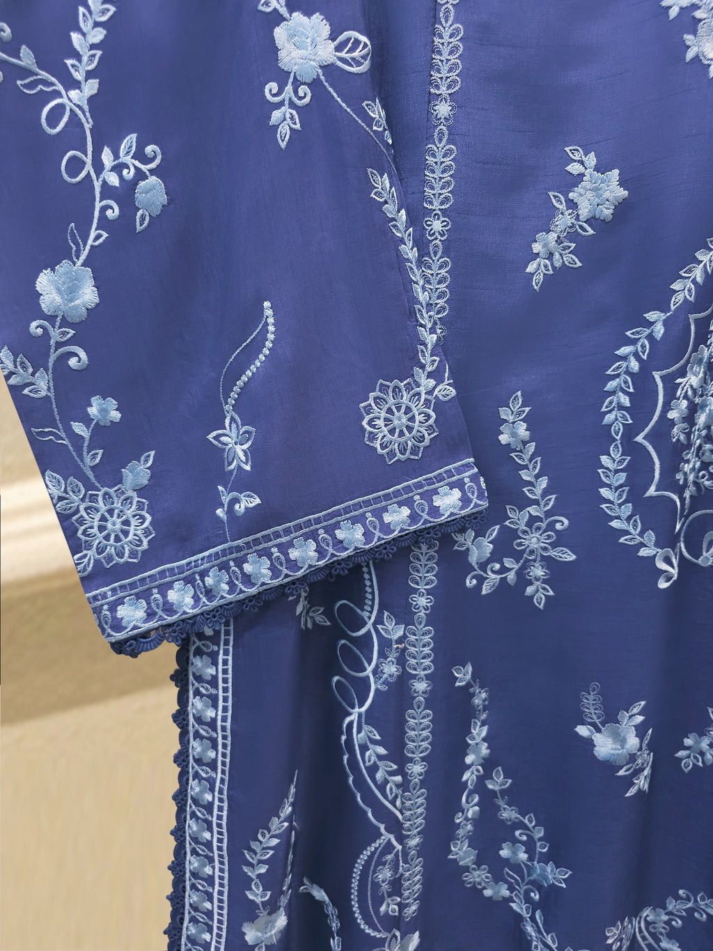 3 Piece- Pure Korean Silk Embroidered Suit S115699