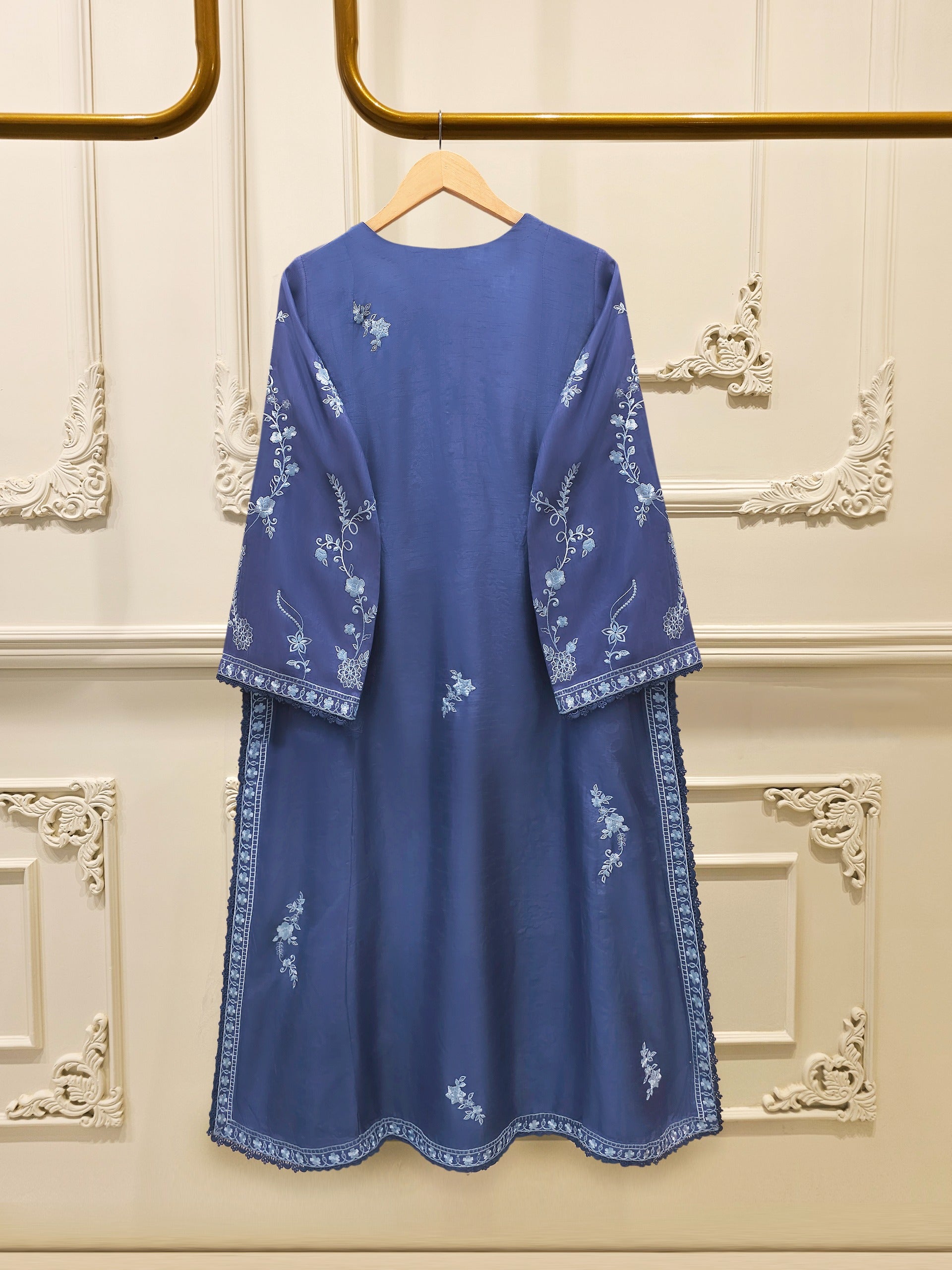 3 Piece- Pure Korean Silk Embroidered Suit S115699 Secondary image