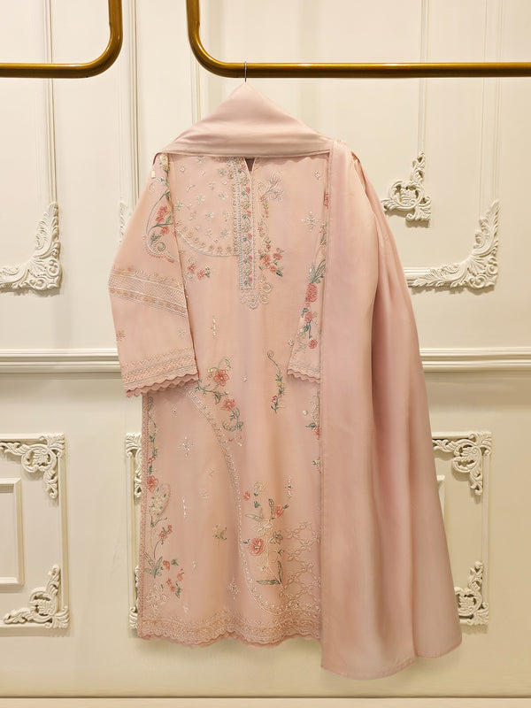 3 Piece - Pure Khaddi Silk Embroidered  Suit S115694