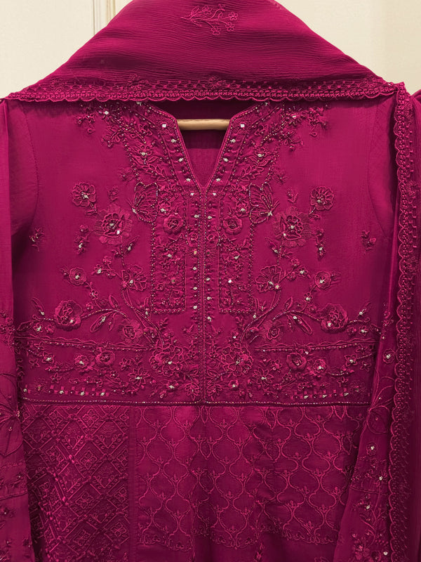 3 Piece - Embroidered Kora Silk Suit S115704