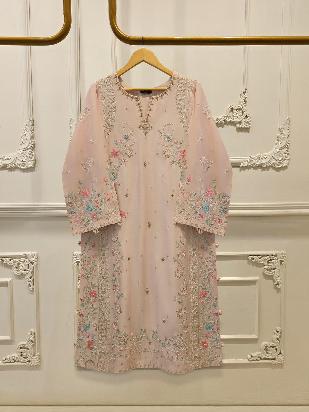 2 Piece- Pure Sheesha Silk Embroidered Suit S115316 Main image