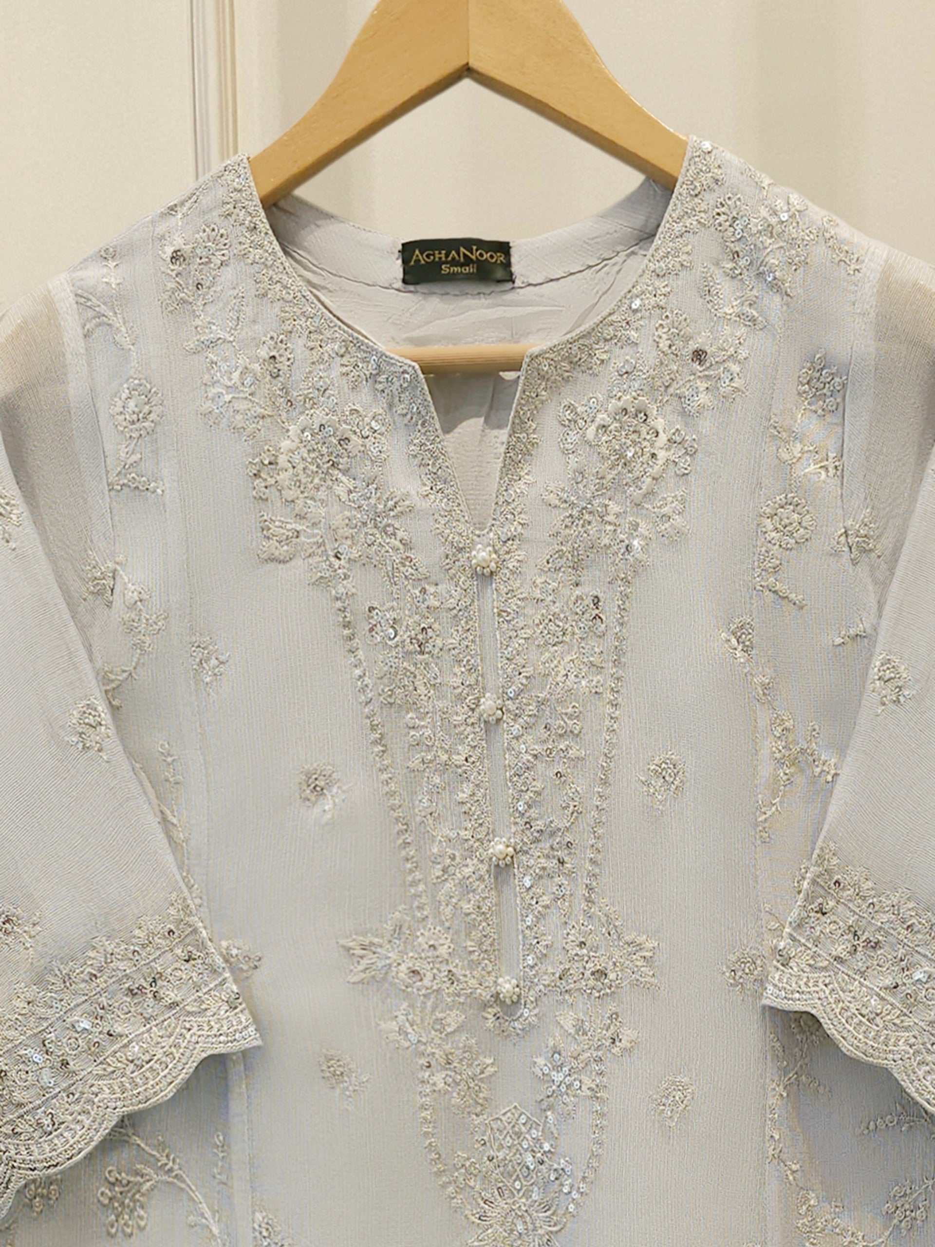 2 Piece - Pure Embroidered Cotton Net Suit S115105 Secondary image