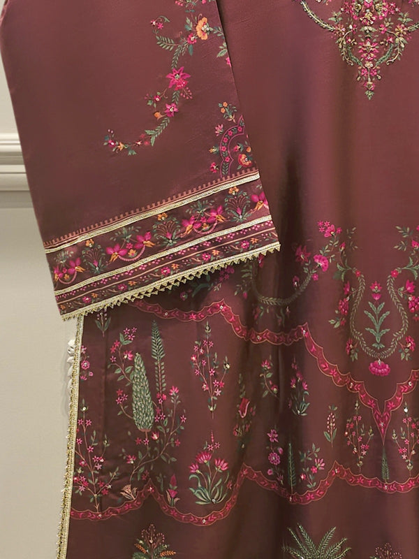 Pure Raw Silk Embroidered Shirt S114996