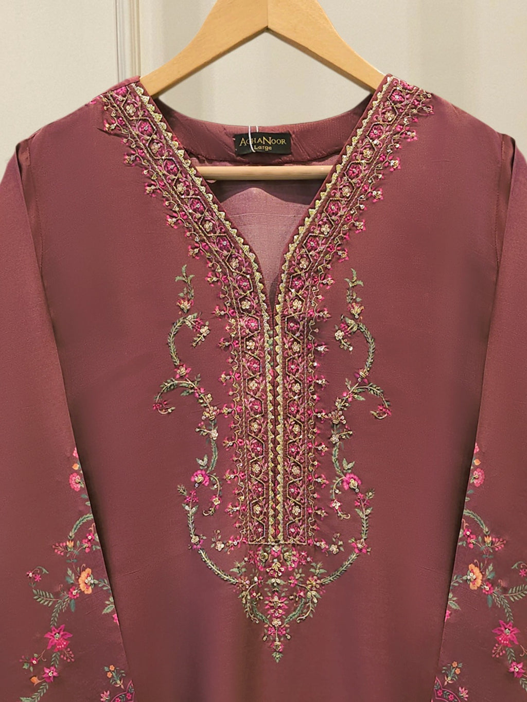 Pure Raw Silk Embroidered Shirt S114996