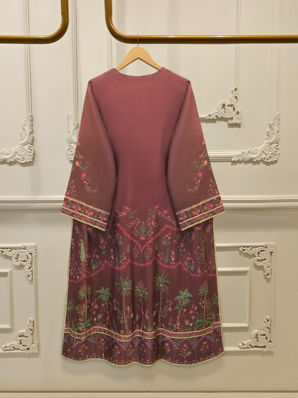 Pure Raw Silk Embroidered Shirt S114996