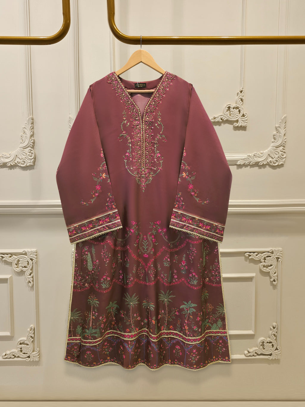 Pure Raw Silk Embroidered Shirt S114996