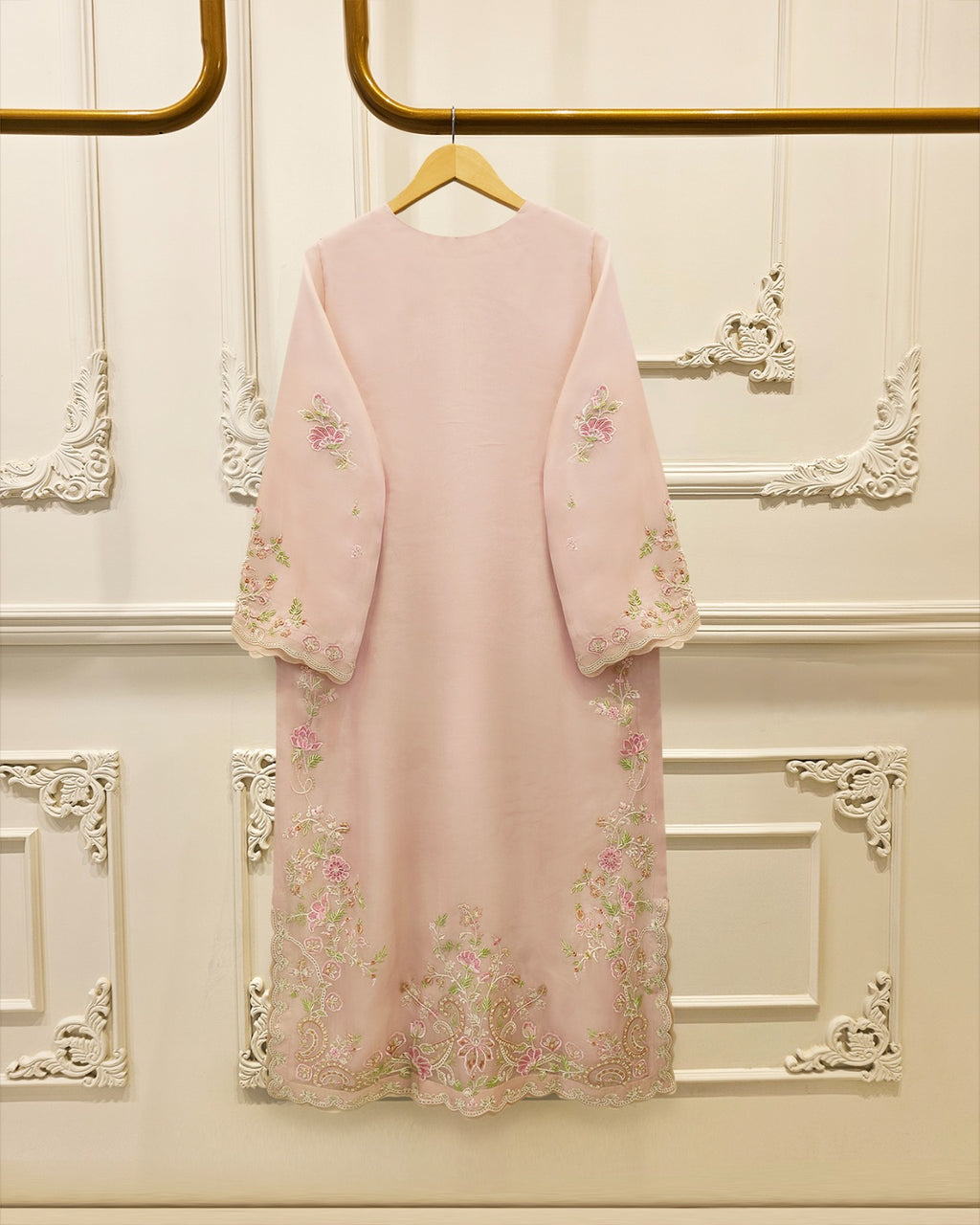 3 Piece - Pure Organza Embroidered Suit S115710