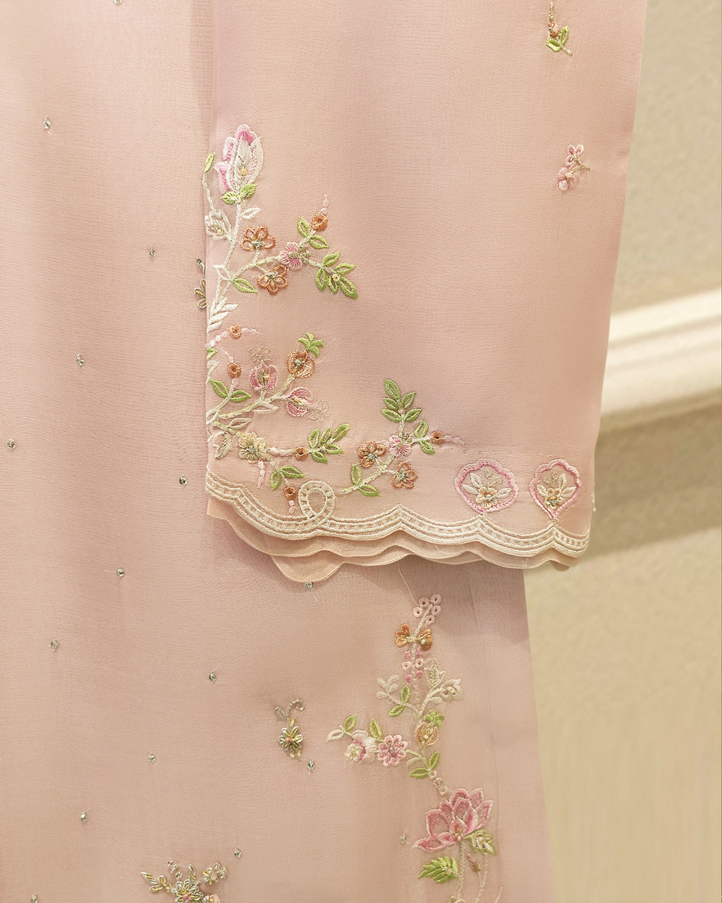 3 Piece - Pure Organza Embroidered Suit S115710
