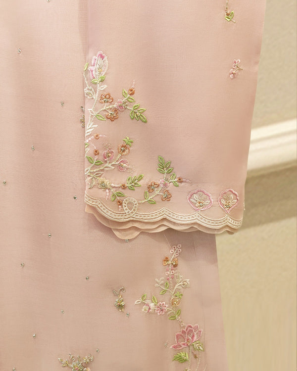 3 Piece - Pure Organza Embroidered Suit S115710
