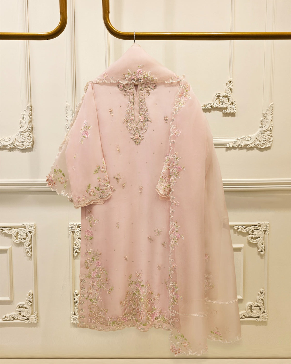 3 Piece - Pure Organza Embroidered Suit S115710 Main image