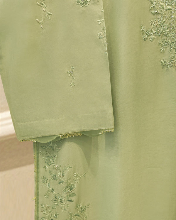 3 Piece- Pure  Sheesha Silk Embroidered Suit S115722