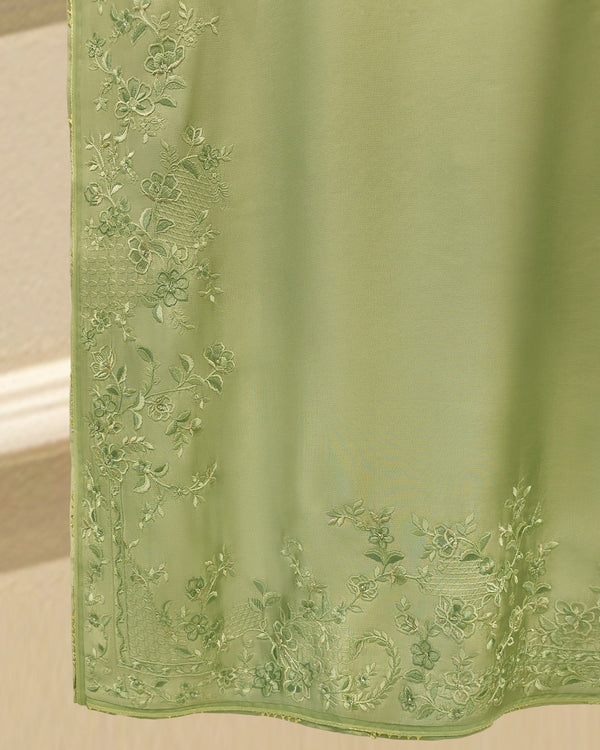 3 Piece- Pure  Sheesha Silk Embroidered Suit S115722