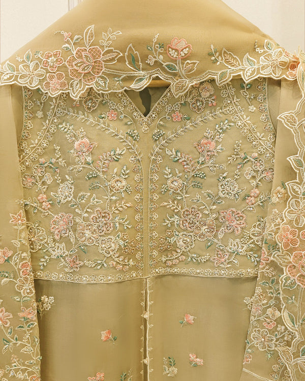 3 Piece - Pure Organza Embroidered Suit S115730