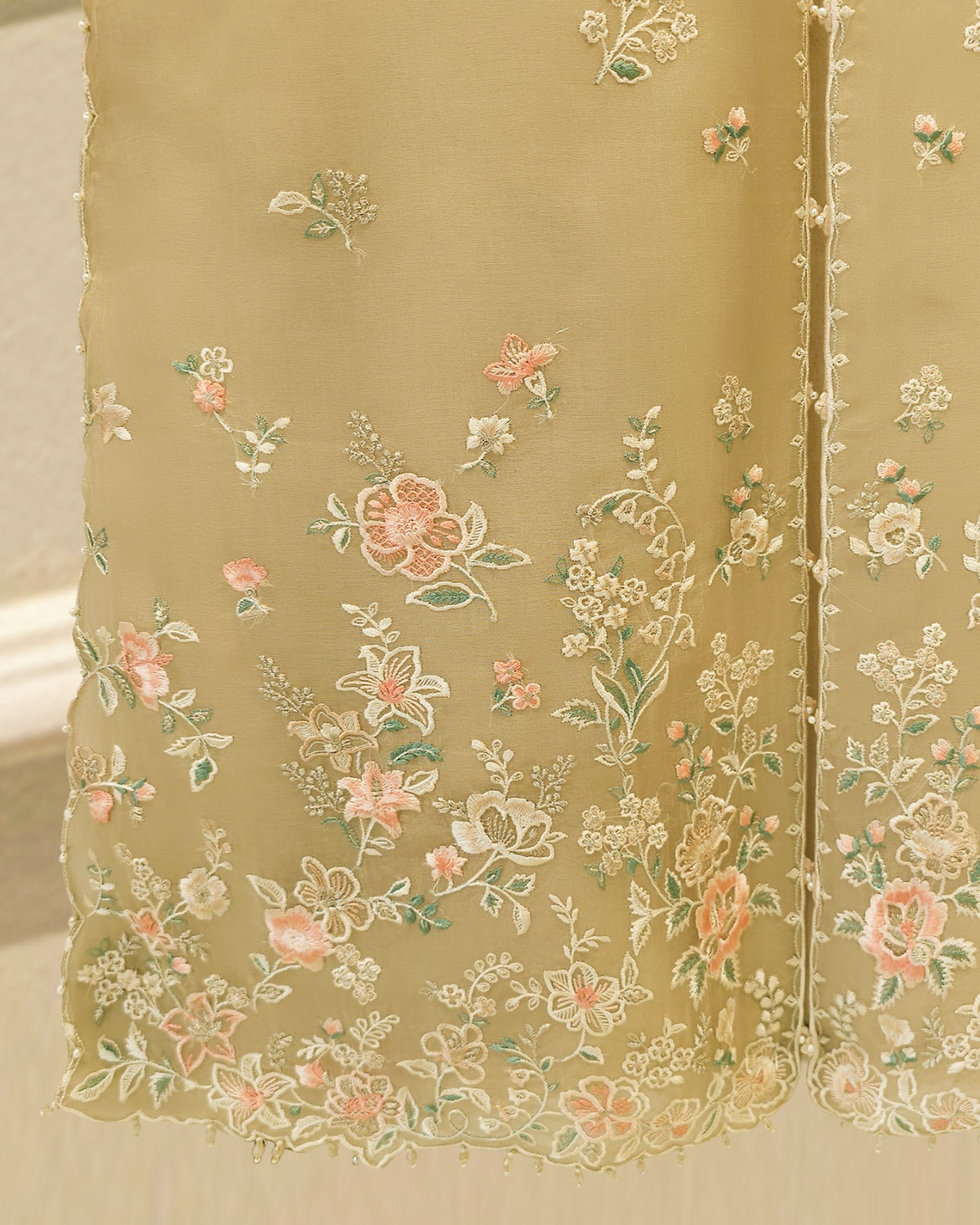 3 Piece - Pure Organza Embroidered Suit S115730