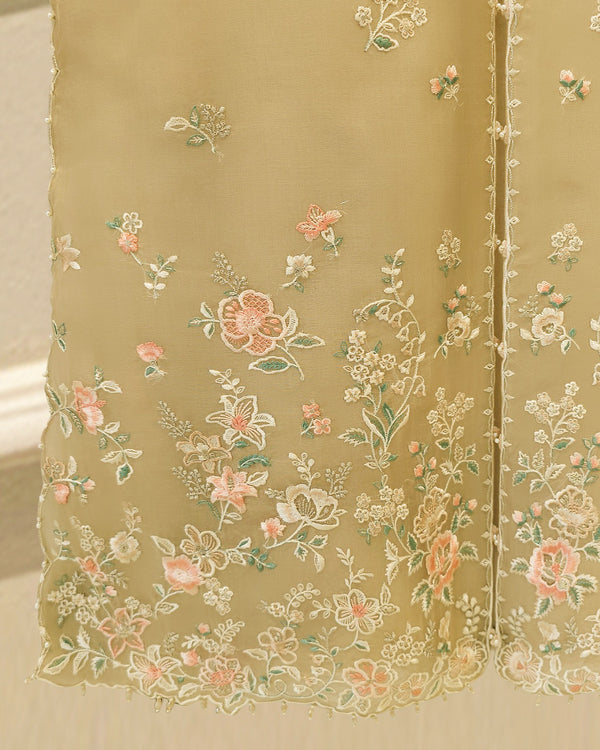 3 Piece - Pure Organza Embroidered Suit S115730