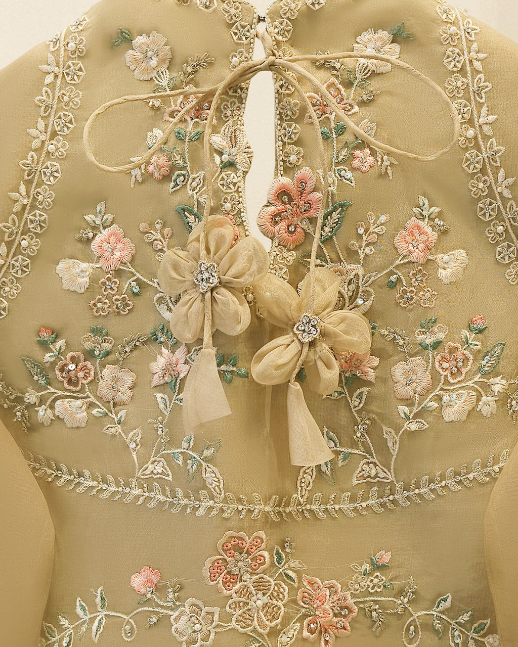 3 Piece - Pure Organza Embroidered Suit S115730