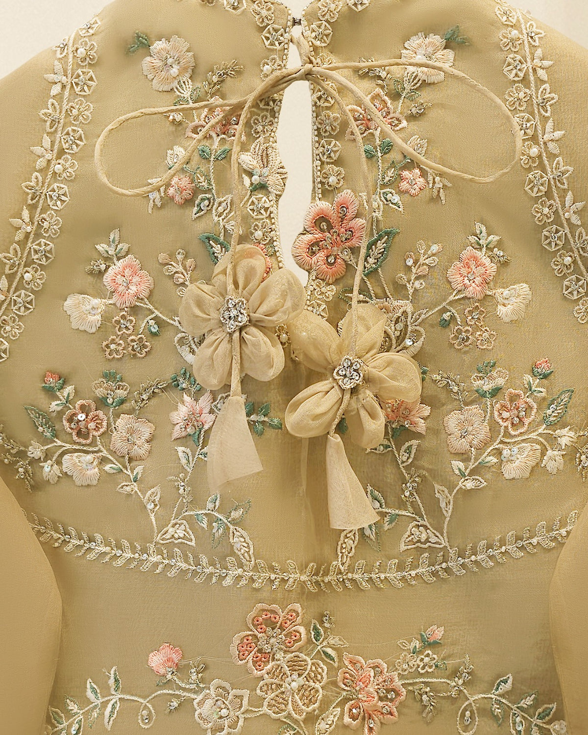 3 Piece - Pure Organza Embroidered Suit S115730