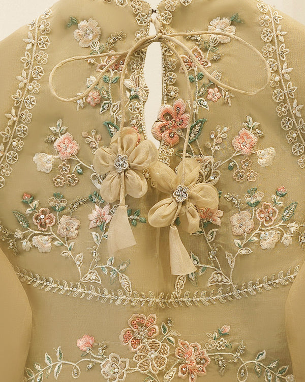 3 Piece - Pure Organza Embroidered Suit S115730