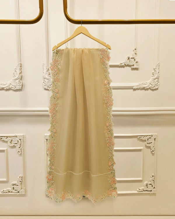 3 Piece - Pure Organza Embroidered Suit S115730