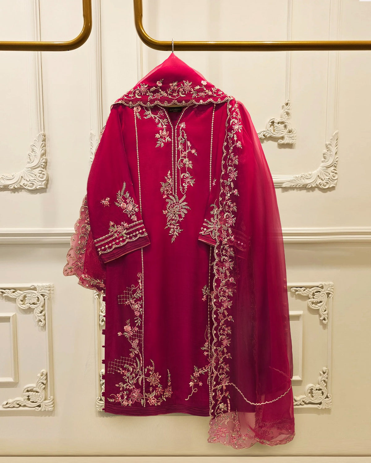 3 Piece - Pure Khaddi Silk Embroidered MTO0007 ( Made to Order) Main image