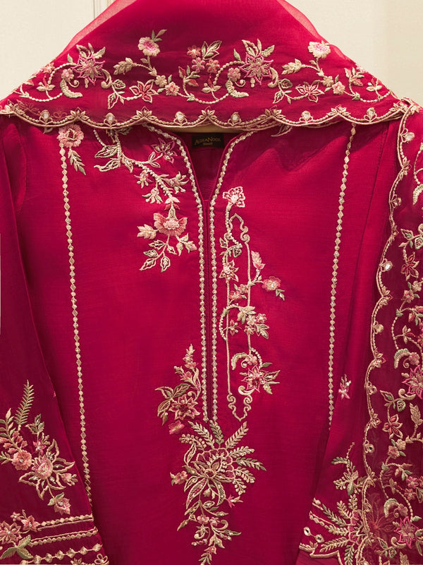 3 Piece - Pure Khaddi Silk Embroidered MTO0007 ( Made to Order)