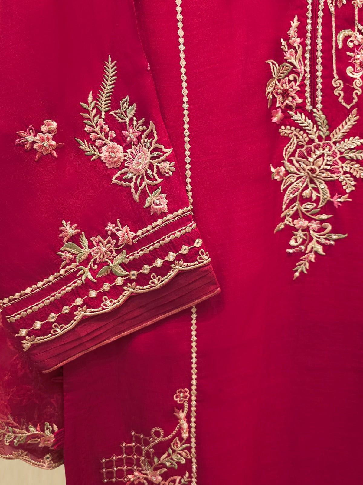 3 Piece - Pure Khaddi Silk Embroidered MTO0007 ( Made to Order)