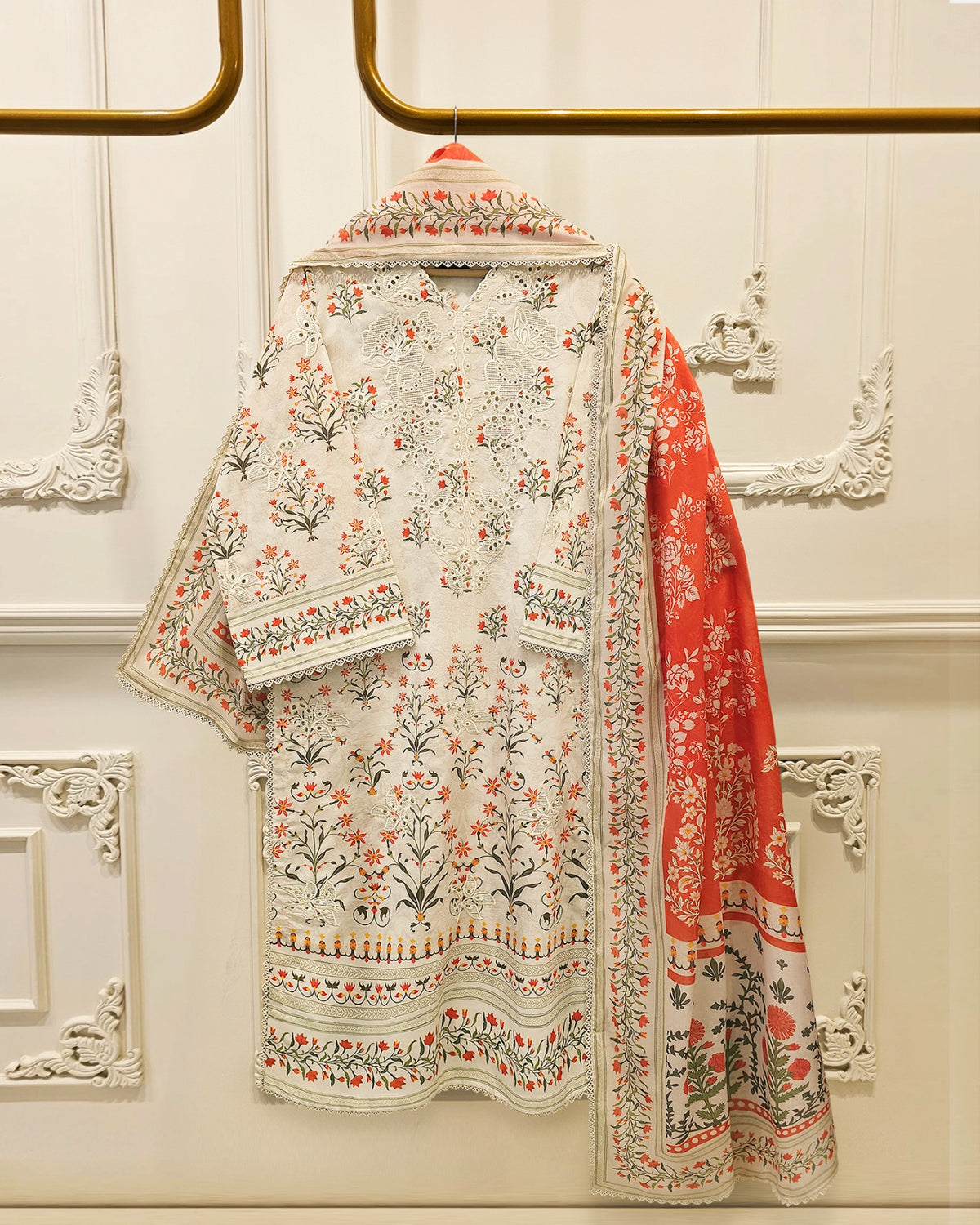 2 Piece - Embroidered Cambric Suit S115698 Main image