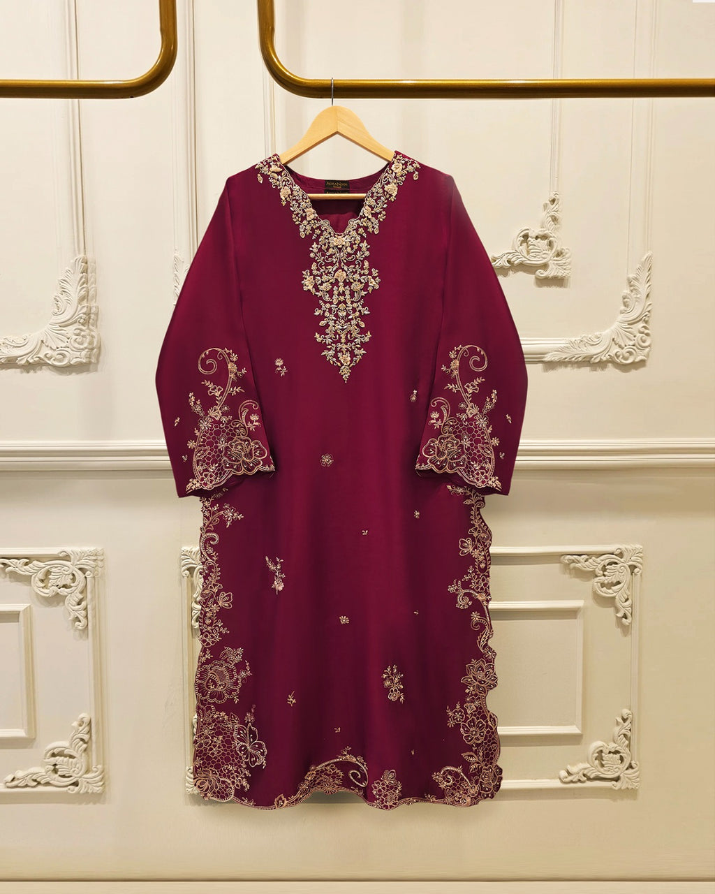 Pure Embroidered Sheesha Silk Shirt S115753