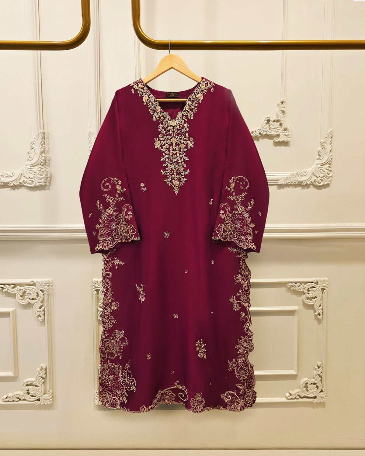 Pure Embroidered Sheesha Silk Shirt S115753