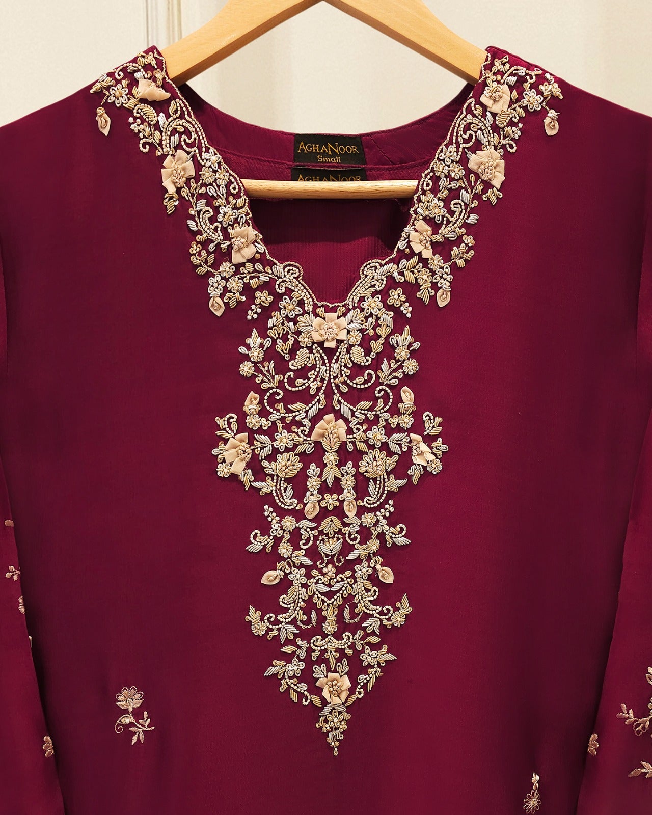 Pure Embroidered Sheesha Silk Shirt S115753 Secondary image