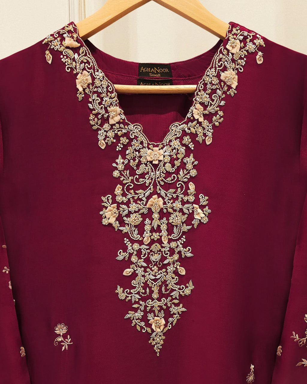 Pure Embroidered Sheesha Silk Shirt S115753
