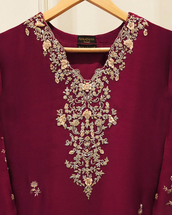 Pure Embroidered Sheesha Silk Shirt S115753
