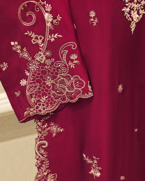 Pure Embroidered Sheesha Silk Shirt S115753