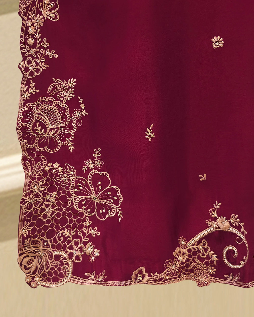 Pure Embroidered Sheesha Silk Shirt S115753