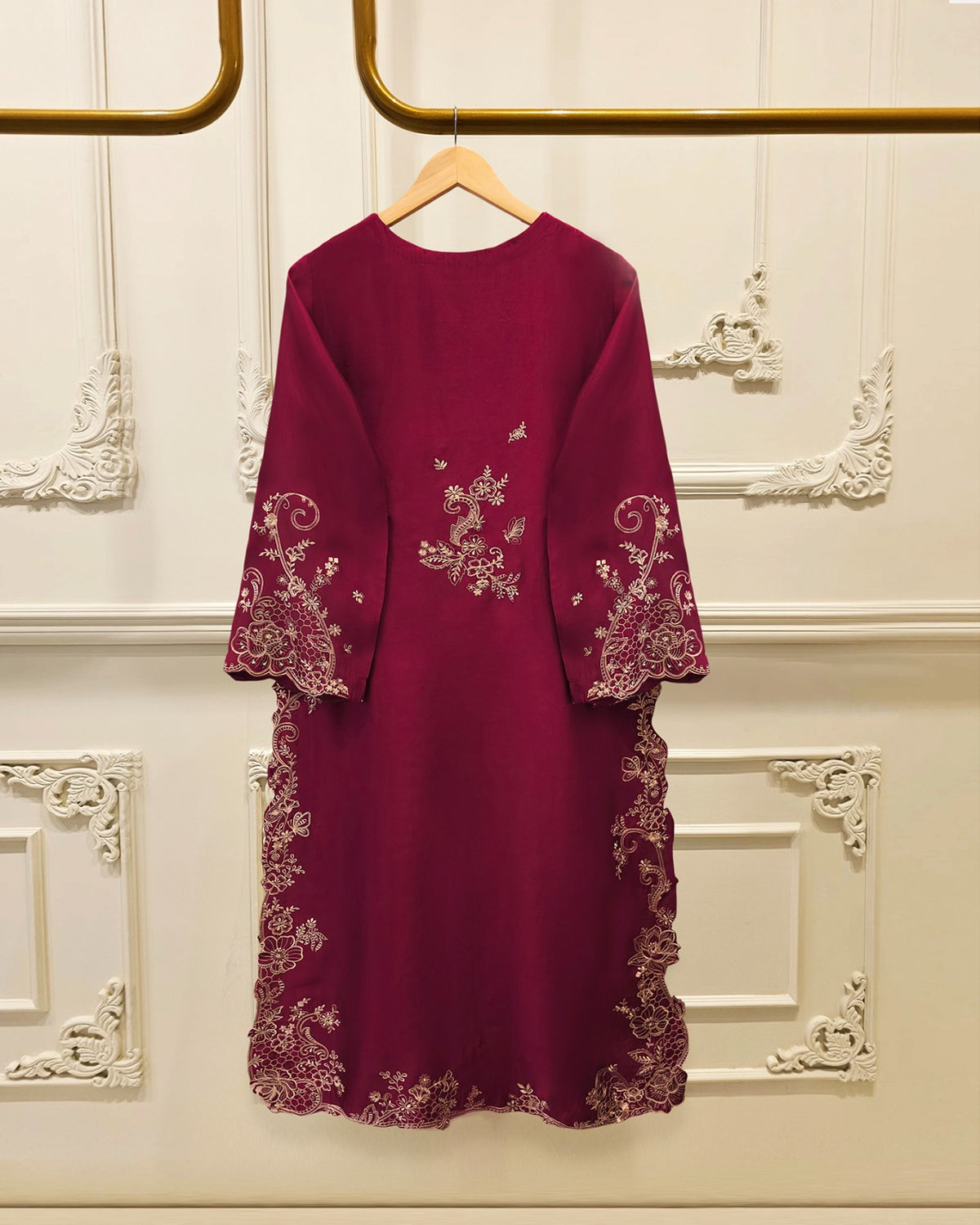 Pure Embroidered Sheesha Silk Shirt S115753